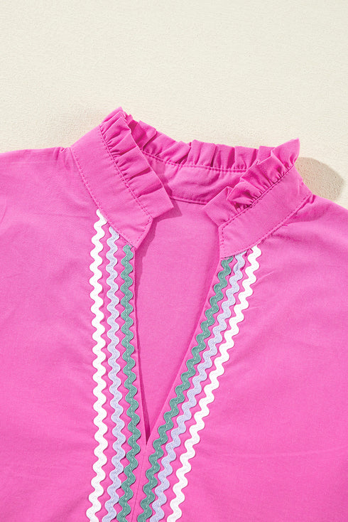 Ric Rac Colorblock Flutter Sleeve V Neck Tiered Dress